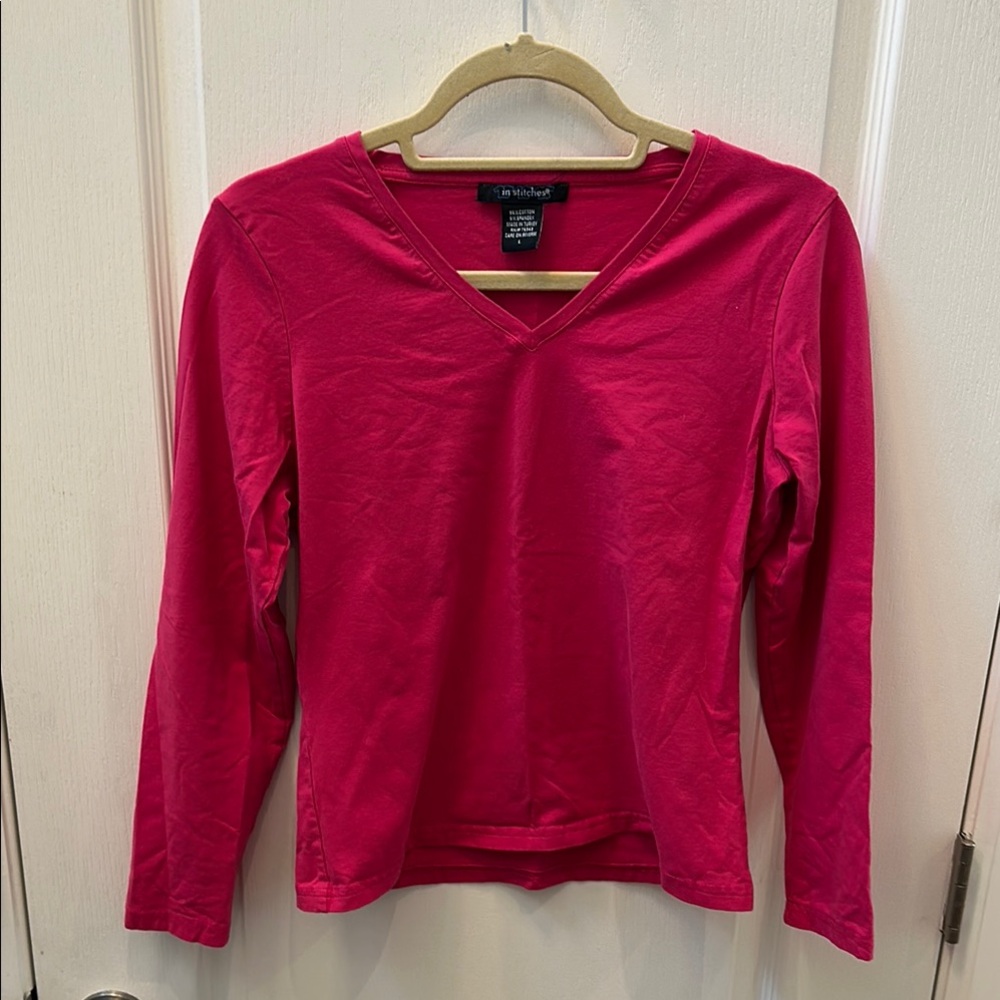 Stitches Pink Fitted Long Sleeve Tee